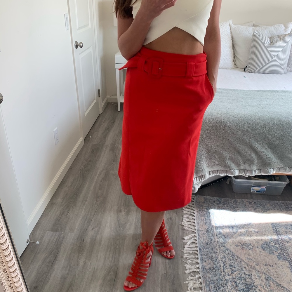 Halogen Red Belted Skirt